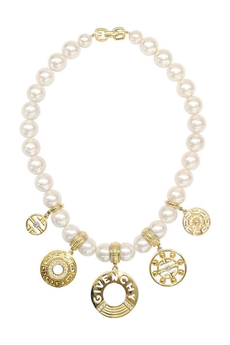 givenchy vintage pearl gold necklace|antique Givenchy pearl necklace.